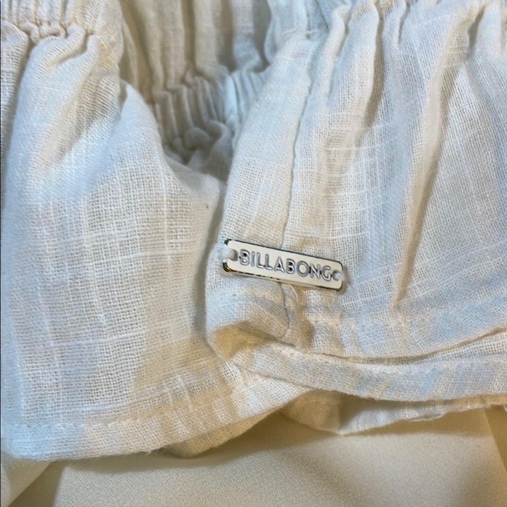 #0253 Billabong White Ruffled Peplum Blouse-S - Picture 7 of 7